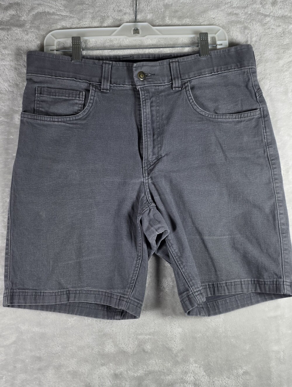 Origin Maine Gray Shorts Mens Sze 34 Canvas Casual Stretch Workwear Pockets 8"